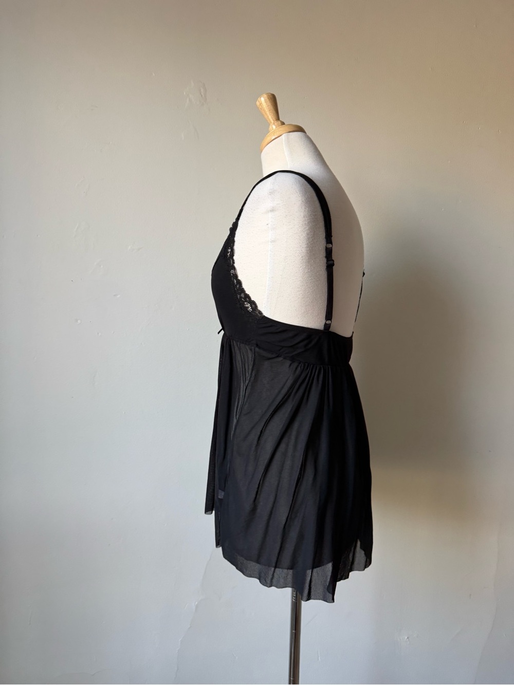 Jacob Y2K Black Lace Babydoll Lingerie Style Top - Picture 3 of 6
